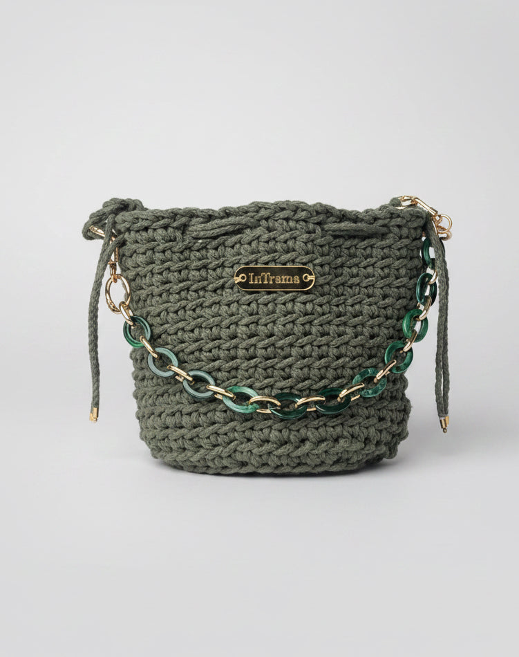 CATERA POUCH EN ALGODÓN A CROCHET "María" VERDE