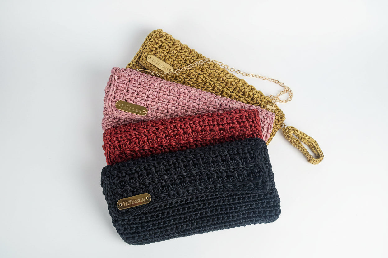 CLUTCH BAG A CROCHET "GOLDEN ROSE"