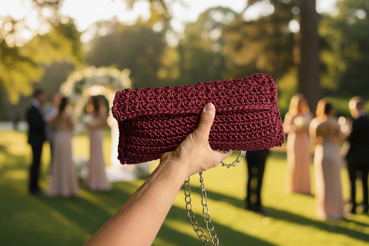 CLUTCH BAG A CROCHET "GOLDEN"