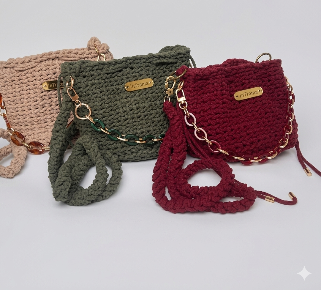 CATERA POUCH EN ALGODÓN A CROCHET  "María" BEIGE