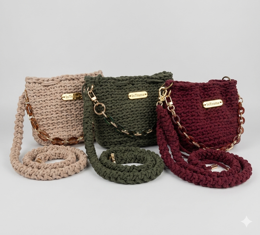 CATERA POUCH EN ALGODÓN A CROCHET  "María" BURDEO