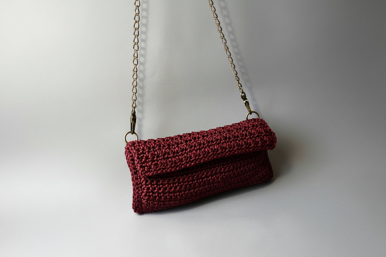 CLUTCH BAG A CROCHET "GOLDEN BURDEO"