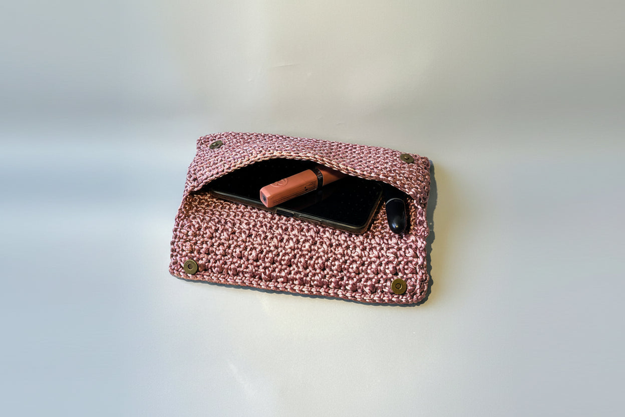 CLUTCH BAG A CROCHET "GOLDEN"