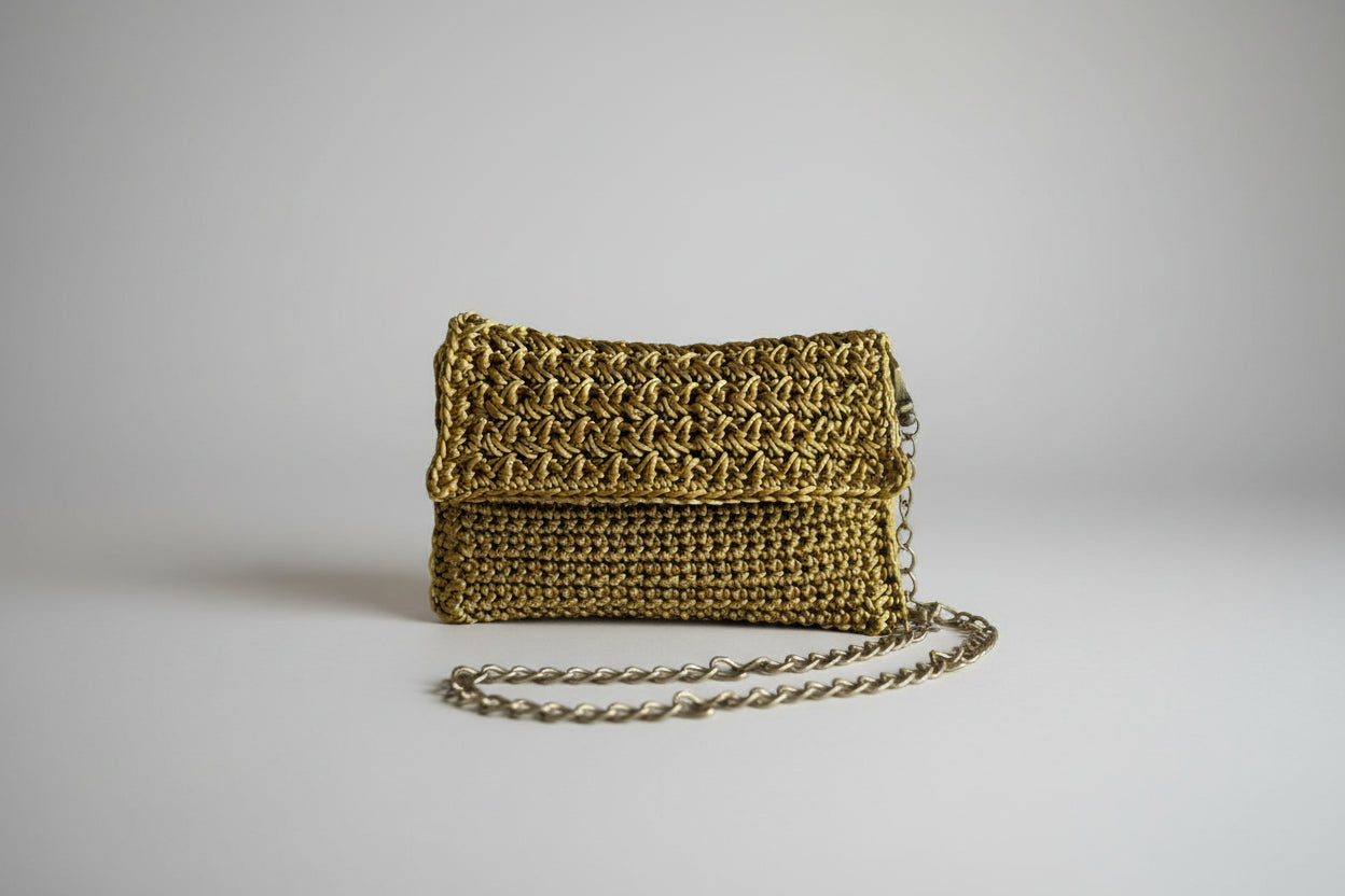 CLUTCH BAG A CROCHET "GOLDEN"