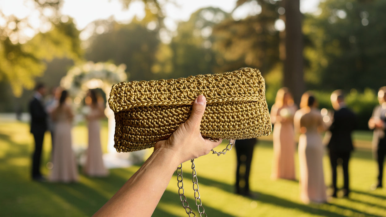 CLUTCH BAG A CROCHET "GOLDEN"