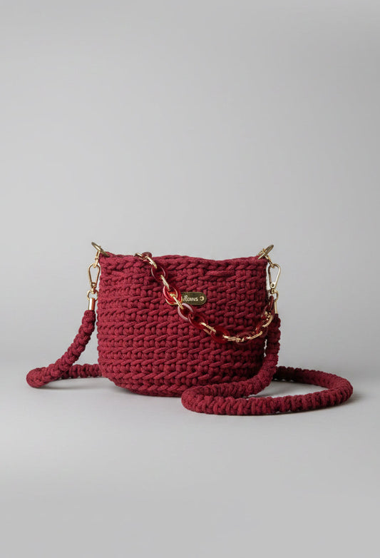 CATERA POUCH EN ALGODÓN A CROCHET  "María" BURDEO