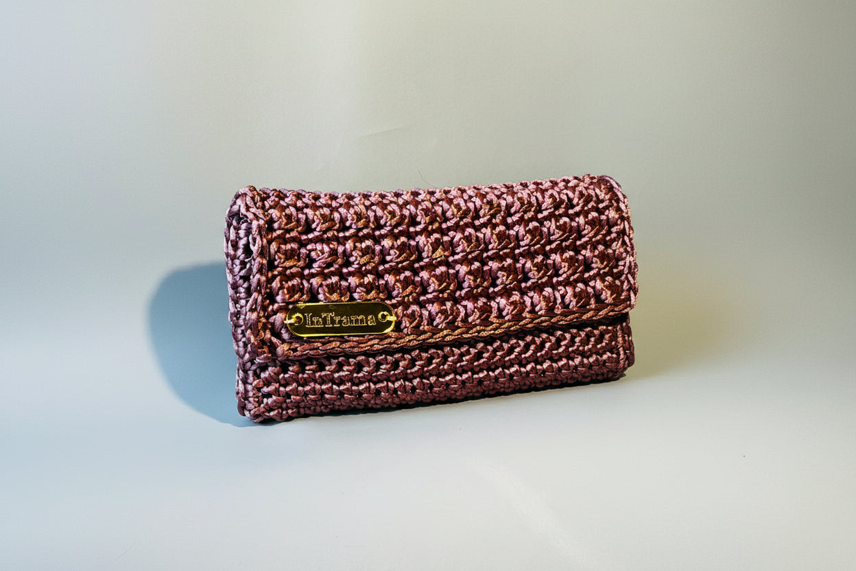 CLUTCH BAG A CROCHET "GOLDEN ROSE"